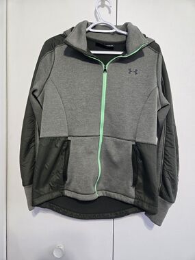 Under Armour ColdGear Full Zip Hoodie Jacket Women Medium Green Hybrid Athletic
